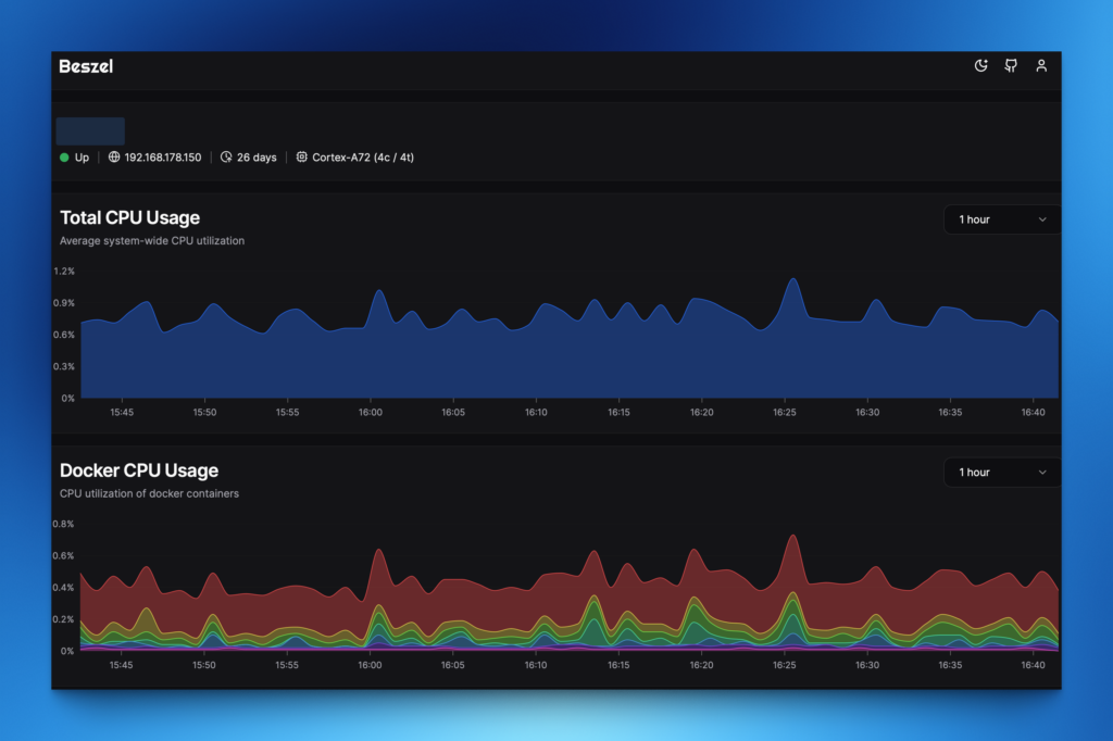 Beszel - server resource monitoring hub - One Server View