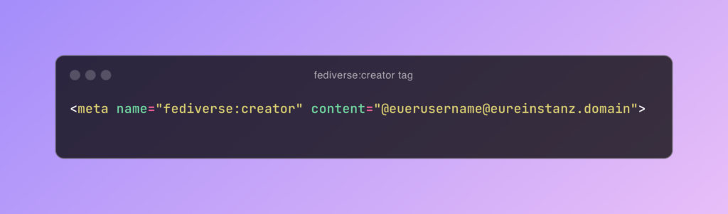 fediverse:creator (meta) tags