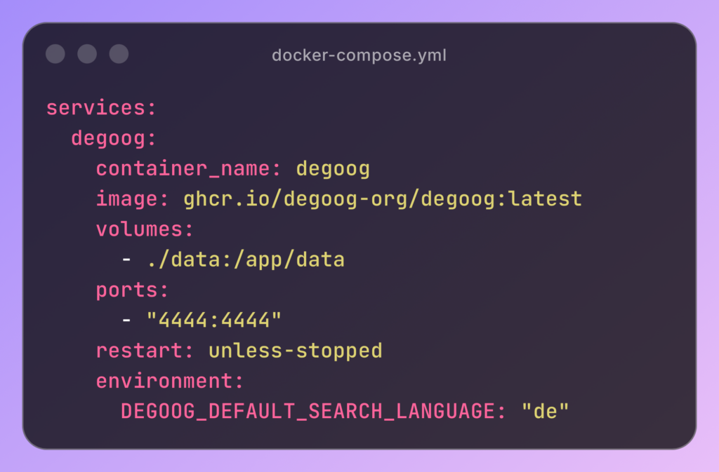 Degoog docker compose yml